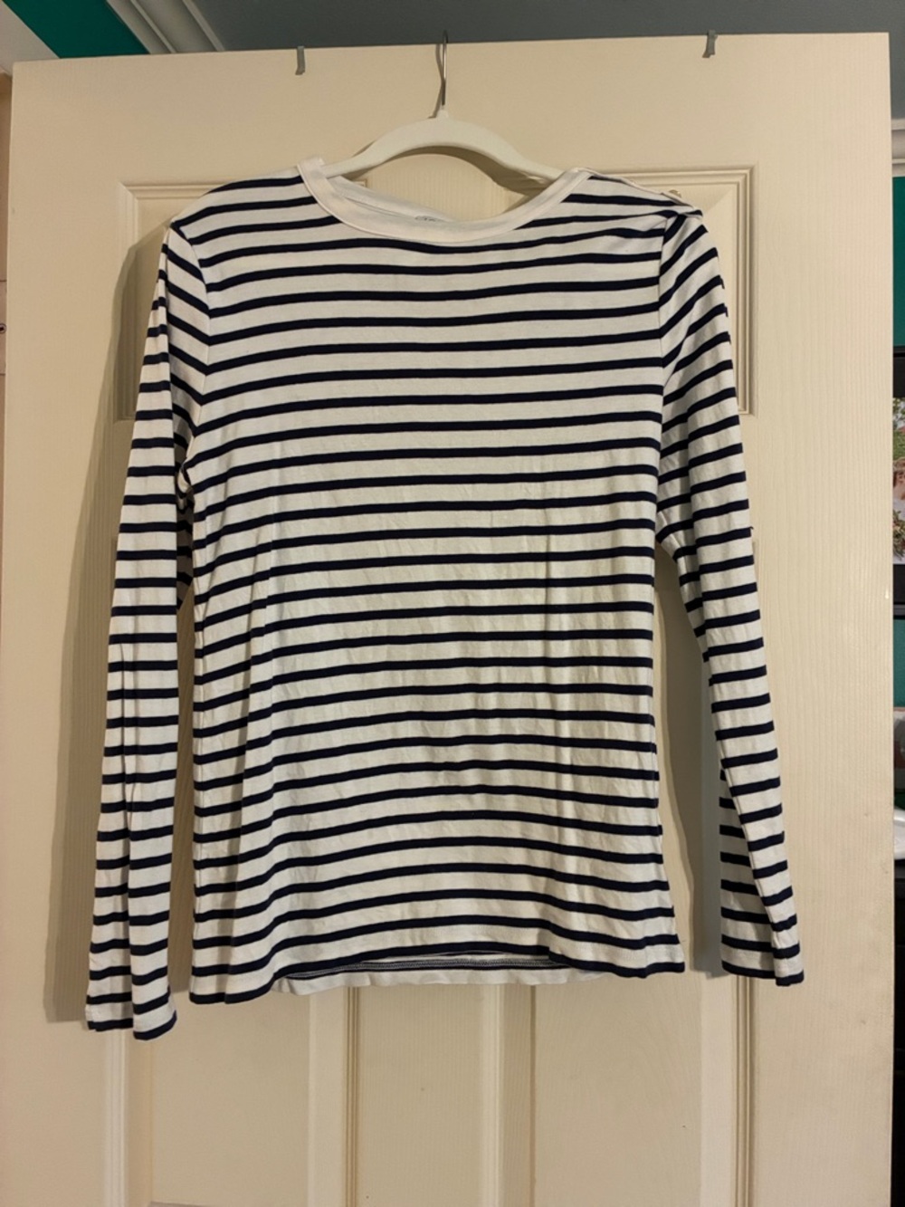 J. Crew Navy and White Striped Long Sleeve Tee
